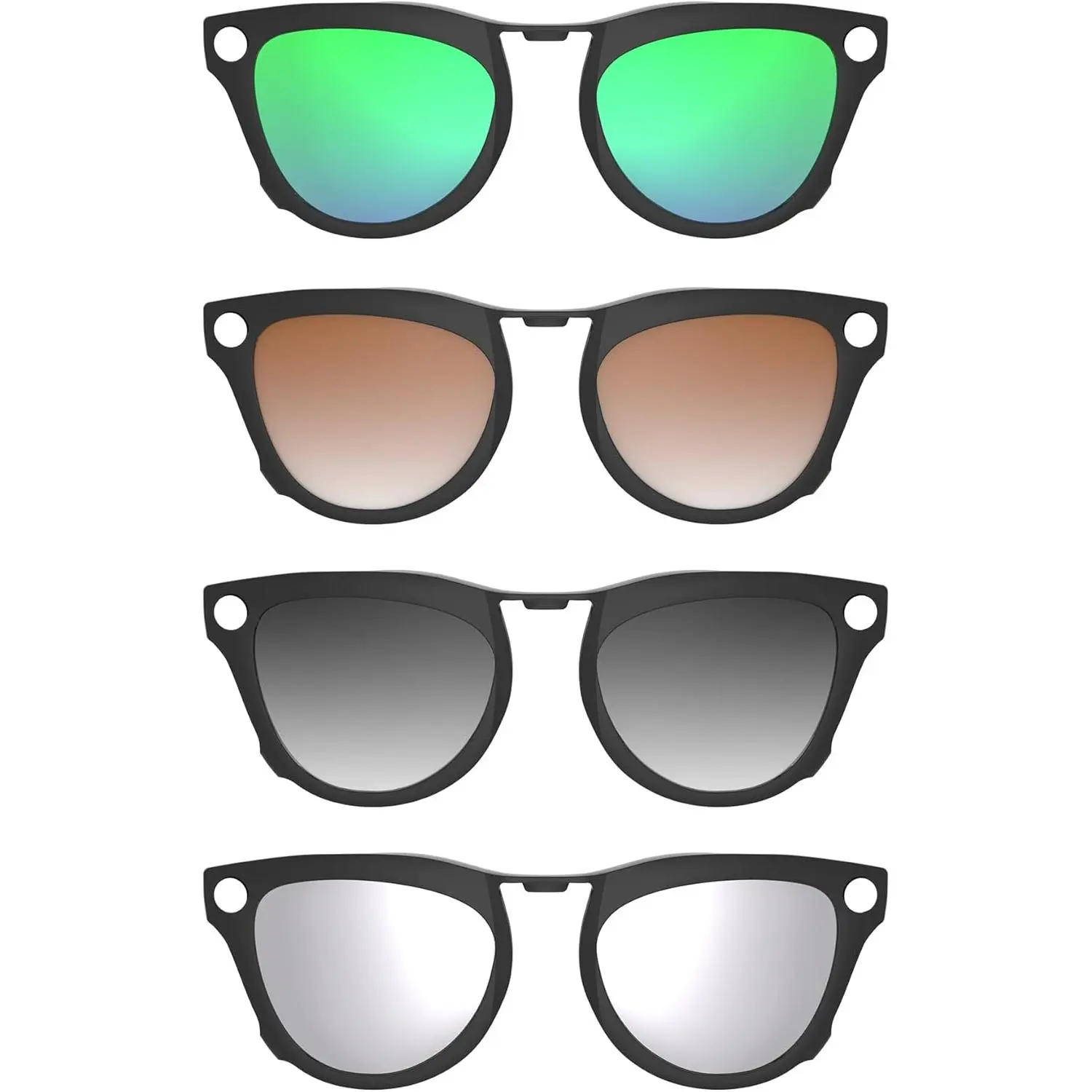 HIBLOKS 2Pcs & 4Pcs Polarized Clip-on for Ray-Ban Meta Skyler & Gen 2 (RW4010/RW4014 52-20), Black Frame Discoloration Clips for RayBan Skyler Protect Your Eyes, Cool and Fashion(Silver, Grey, Brown, Green)