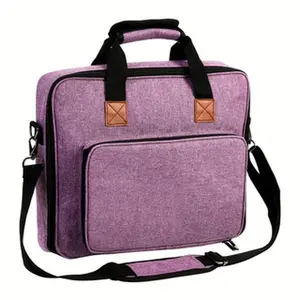 Cross Stitch & Embroidery Organizer Bag - Large Portable Project Storage , Travel Friendly Carrying Case for 11.2" Hoops, Threads, Supplies (Purple)