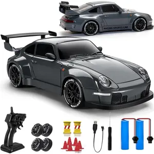 TOPLIVING RC Drift Car, 1:24 Scale Remote Control Vehicle with LED Lights, 2.4GHz 20KM/H 4WD High Speed RC Cars, Drifting Tires Two Batteries, Racing Sports Toy
