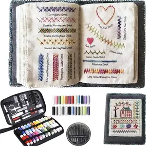 2026 New Embroidery Stitching Book Set, Hand Sewing Stitches, Portable Full Scene Integrated Sewing Kit, Complete Tool Bag & Teaching Tutorial, Beginner Friendly