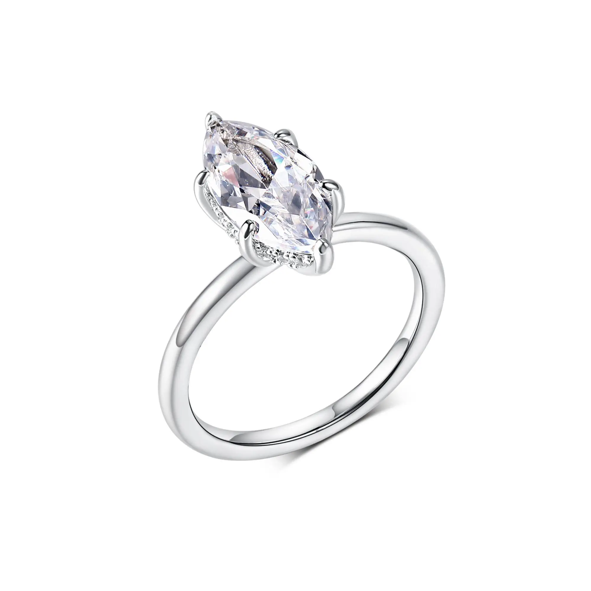 MDFUN 2CT Marquise Cut Solitaire Cubic Zirconia Classic Wedding Engagement Band Promise Eternity Ring for Women R-0045 classic gift engagement lover
