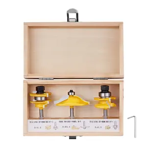 VEVOR Router Bits Set, 3 Pieces, Carbide Router Bit Kit with 1/4 Inch Shank, Wood Carrying Case, Woodworking Tools for Professional and Beginners Carpenter, for Wood MDF Particle Board Plywood