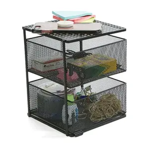 [2 TIER] Slide Out Basket Drawer,Metal Mesh Magnetic Organizer
