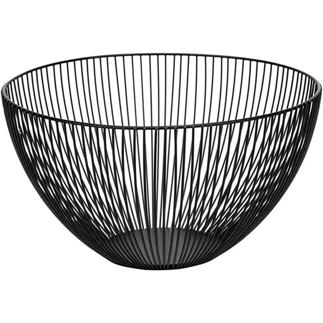 Metal Wire Fruit Basket, Black Fruit Vegetable Bowl for Kitchen Counter, Round Produce Storage Basket for Veggie Snack (Round A)