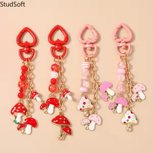 2026 New Fashion Design Faux Plant Keychain — Beaded Mushroom Key Fob & Bag Charm