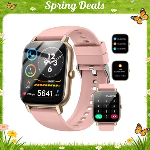 [Spring Deals] Coucur 1.69'' Touchscreen Smartwatch with Fitness Tracker & Sleep Monitor for Men Women Android iOS Compatible Silicone Band Bluetooth Calls Wearable