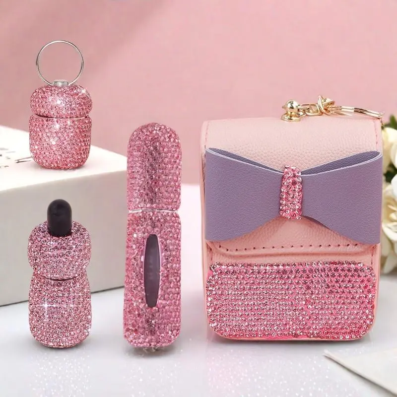 Rhinestone Decorated Mini Travel Spray Bottle, 1pc Cute Perfume Bottle, Portable Perfume Dispenser Bottle, Makeup, Gift