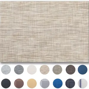 Placemats Set of 4-Easy Clean Woven Vinyl Placemats For Dining Table, Indoor/Outdoor Place Mats, Washable PVC Table Mats Caramel