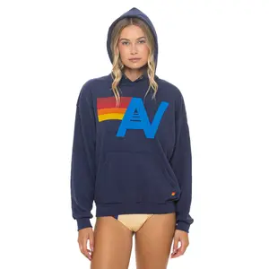 LOGO PULLOVER RELAXED HOODIE - NAVY