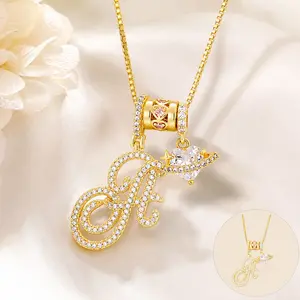 Script Letter Rhinestone Necklace - 26-Letter Necklace, Personalized Jewelry Crafted Exclusively for Women and Girls