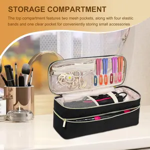 Gel Polish Travel Case Bag Double Layer Portable Travel Organizer Bag with Handle for A Step Hair Dryer Hot Tools Hot Air Brush