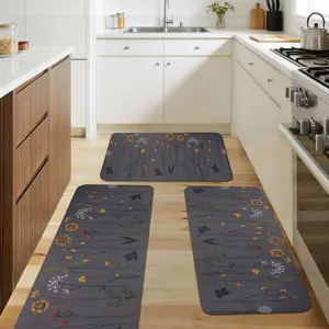 1/2/3pc Flannel Kitchen Non-Slip Rug, Kitchen Mat Suitable for Floor Cushioning, Kitchen Carpet and Mat, Comfortable Standing Mat Runner, Suitable for Kitchen, Home Office bathroom entrance