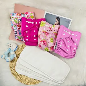 Breathable Baby Cloth Diapers & Inserts Set, 8 Counts/set Adjustable Waist Washable Diapers, Baby Care & Health Supplies for Gifts