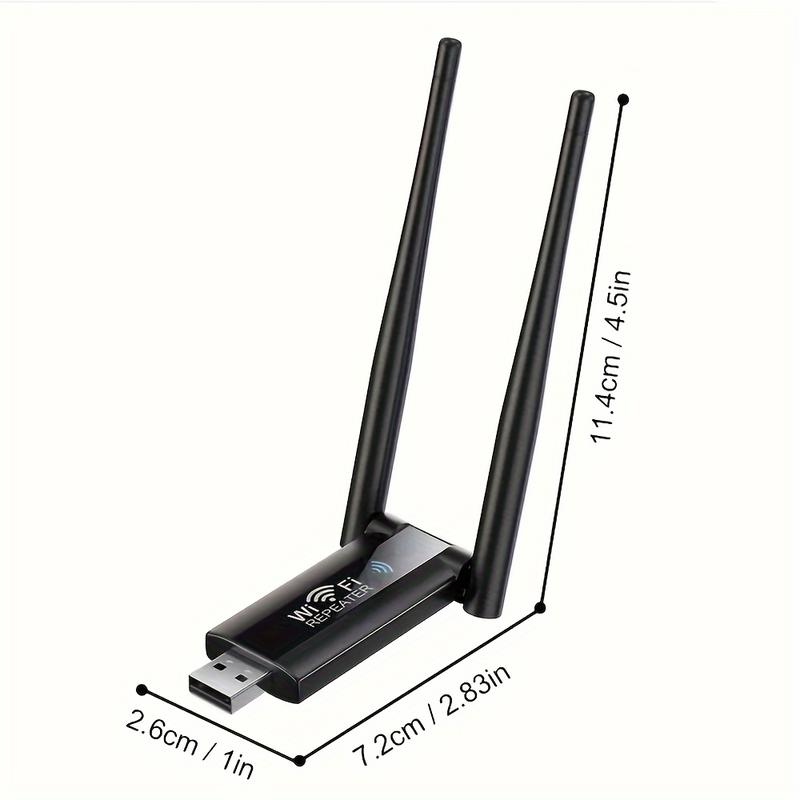 Wireless WiFi Signal Booster |       300Mbps High Speed 2.4GHz USB Repeater |     Plug and play, quick setup |     Portable Indoor Hotspot Extender for Office |     Enhanced Range and Speed |     Fashionable black design with dual antennas |       US stan