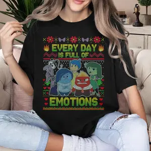 Inside Out 2 All Emotions Christmas Sweatshirt, Inside Out Characters Christmas Shirt, Joy Sadness Fear Disgust Anger Shirt, Mental Health T-Shirt 3Y