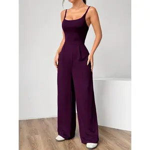 Women's Casual Sleeveless Jumpsuit - Soft Stretch Fabric, Loose Fit, Solid Light Gray, Perfect for Spring and Summer Outings and Parties, Women's Jumpsuit