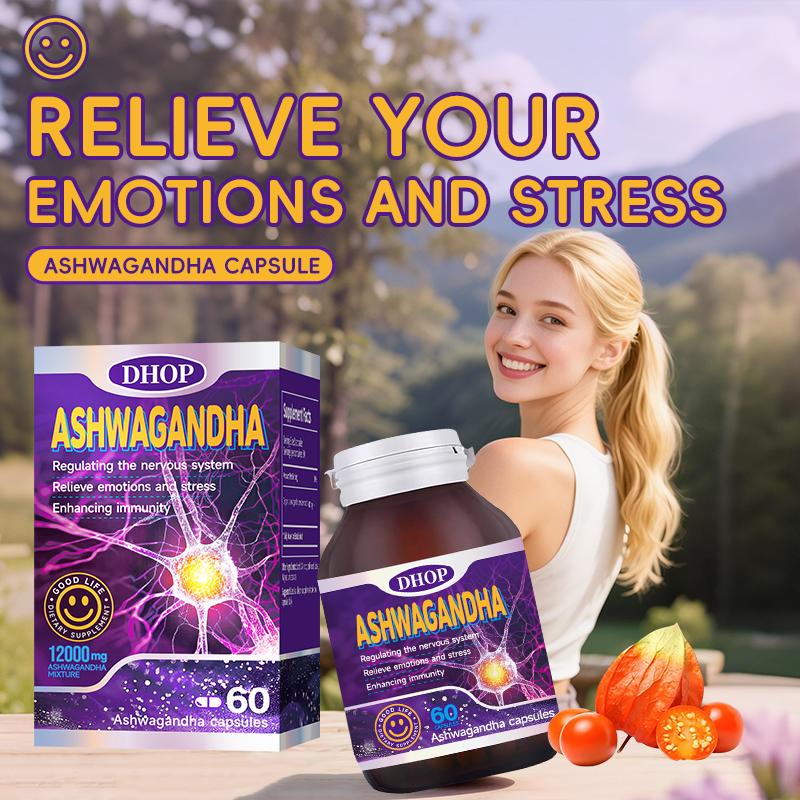 DHOP Premium Ashwagandha Capsules - 60 Count High Potency 5% Withanolides Extract for Nervous System Balance & Stress Relief