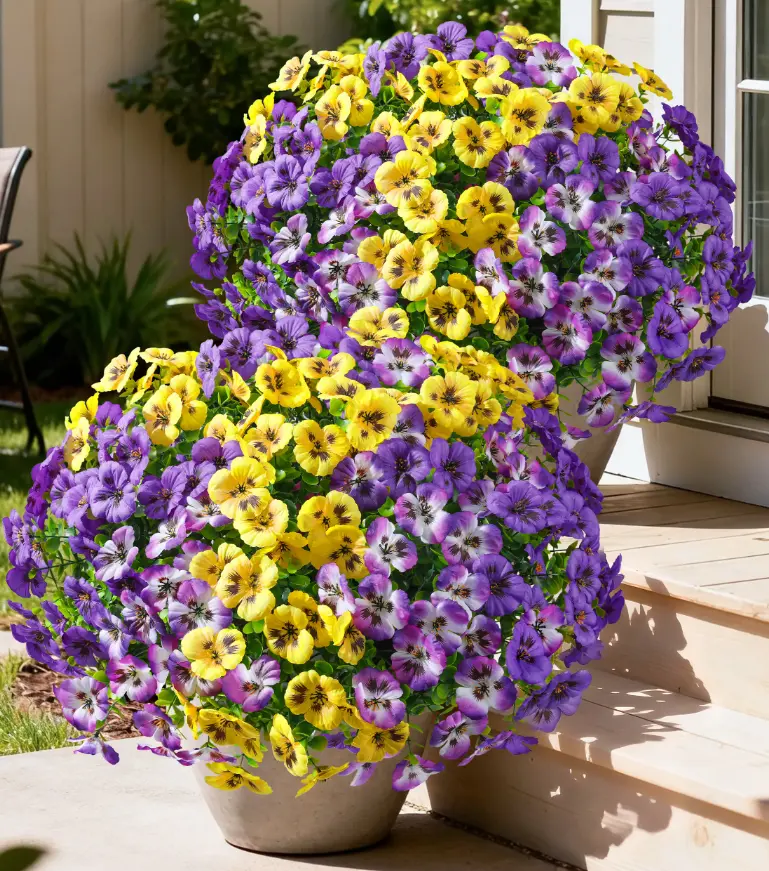 20 Bundles Artificial Pansy Flowers – Faux Viola Outdoor UV Resistant Fake Flowers