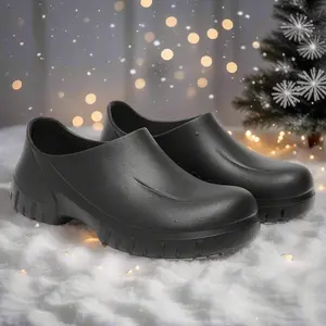Christmas gifts TEER Non-Slip Waterproof Work Shoes for Men Black Lightweight Comfortable EVA Rubber Sole Wide Toe Durable Anti-Slip Ideal for Kitchen Hospital Laboratory TikTokShopBlackFriday
