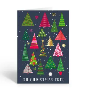 Stonehouse Collection Merry Christmas Cards - 12 Holiday Boxed Cards & Envelopes - Contemporary Trees, Modern - USA Made