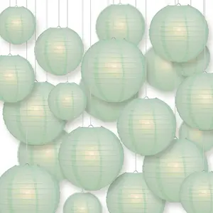 Ultimate 20pc Cool Mint Paper Lantern Party Pack - Assorted Sizes of 6, 8, 10, 12 for Weddings, Birthday, Parallelts and Decor