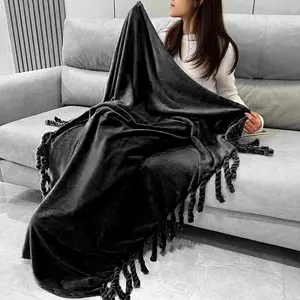 Braided Fringe Blanket, Soft Plush Throw for Home Decor, Perfect for Couches & Beds, Stylish Accessory for Living Room