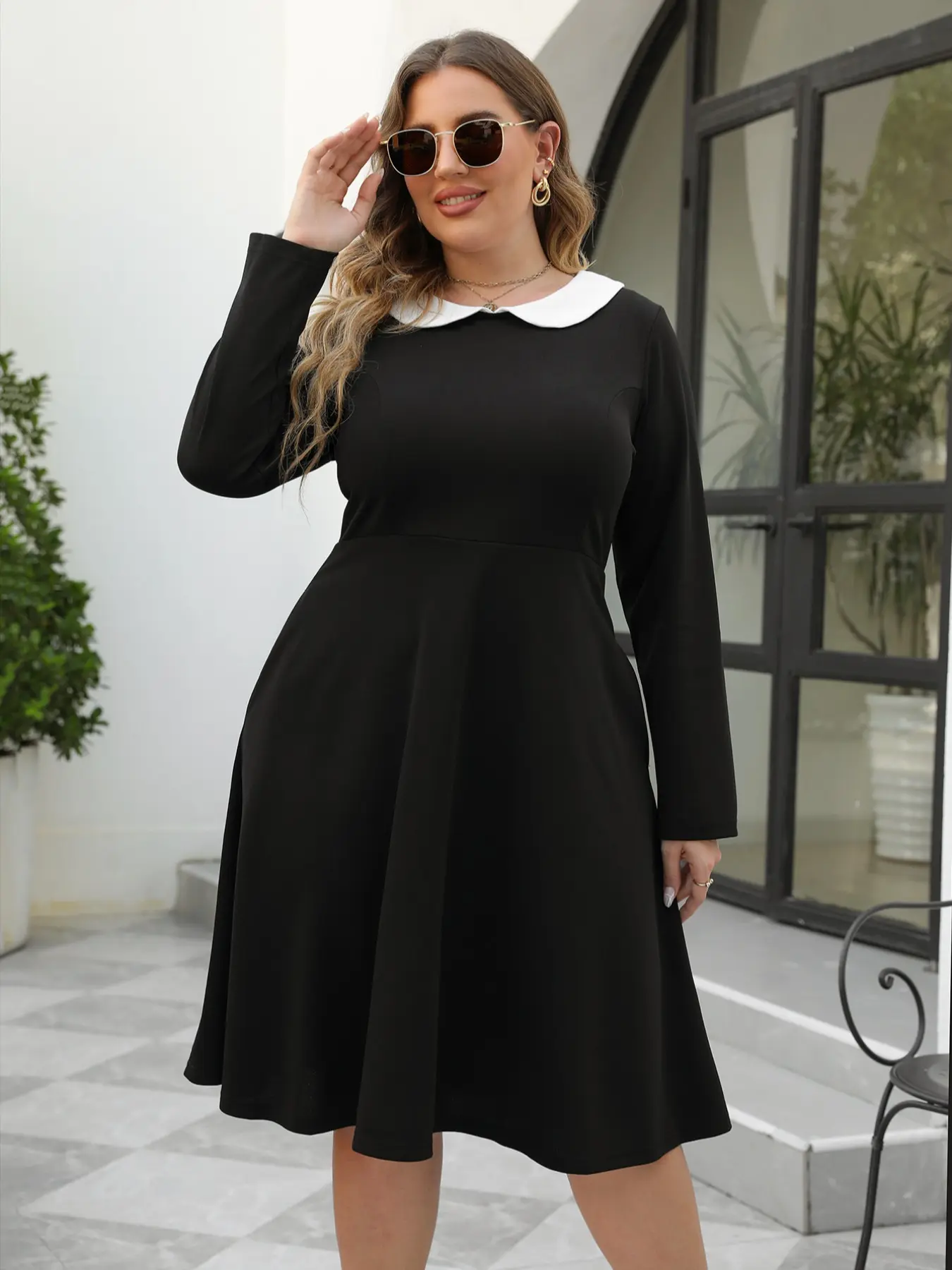 Elegant Vintage Chic Style Women's Plus Size Casual Midi Dress, Comfortable  Fabric for All-Day Wear, Perfect for Daily & Various Occasions, Everyday -  TikTok Shop