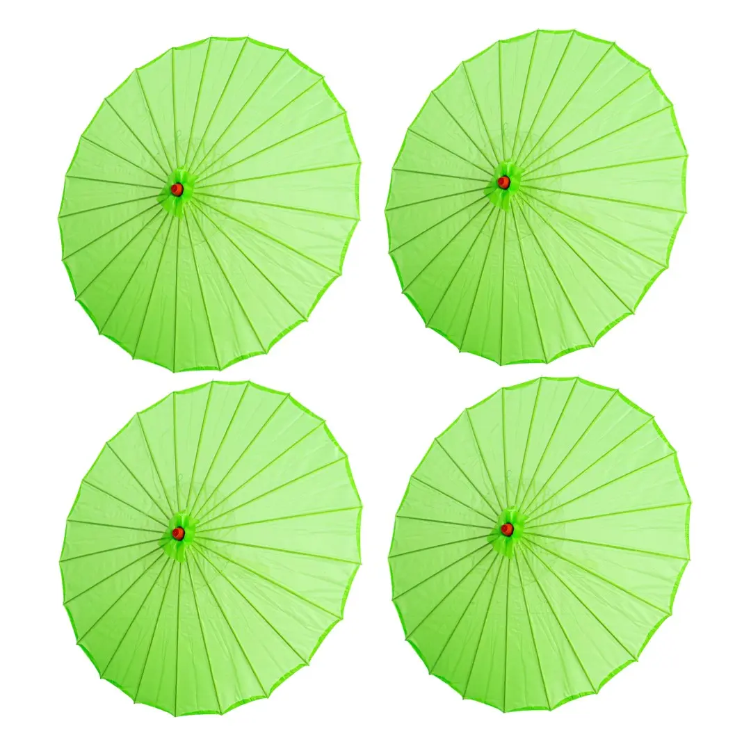 Thy Home 33 in Handmade Bamboo Japanese-Chinese Umbrella Parasols (Set of 4) - Fabric Shade for Weddings, Photography, Home Decor, Wedding