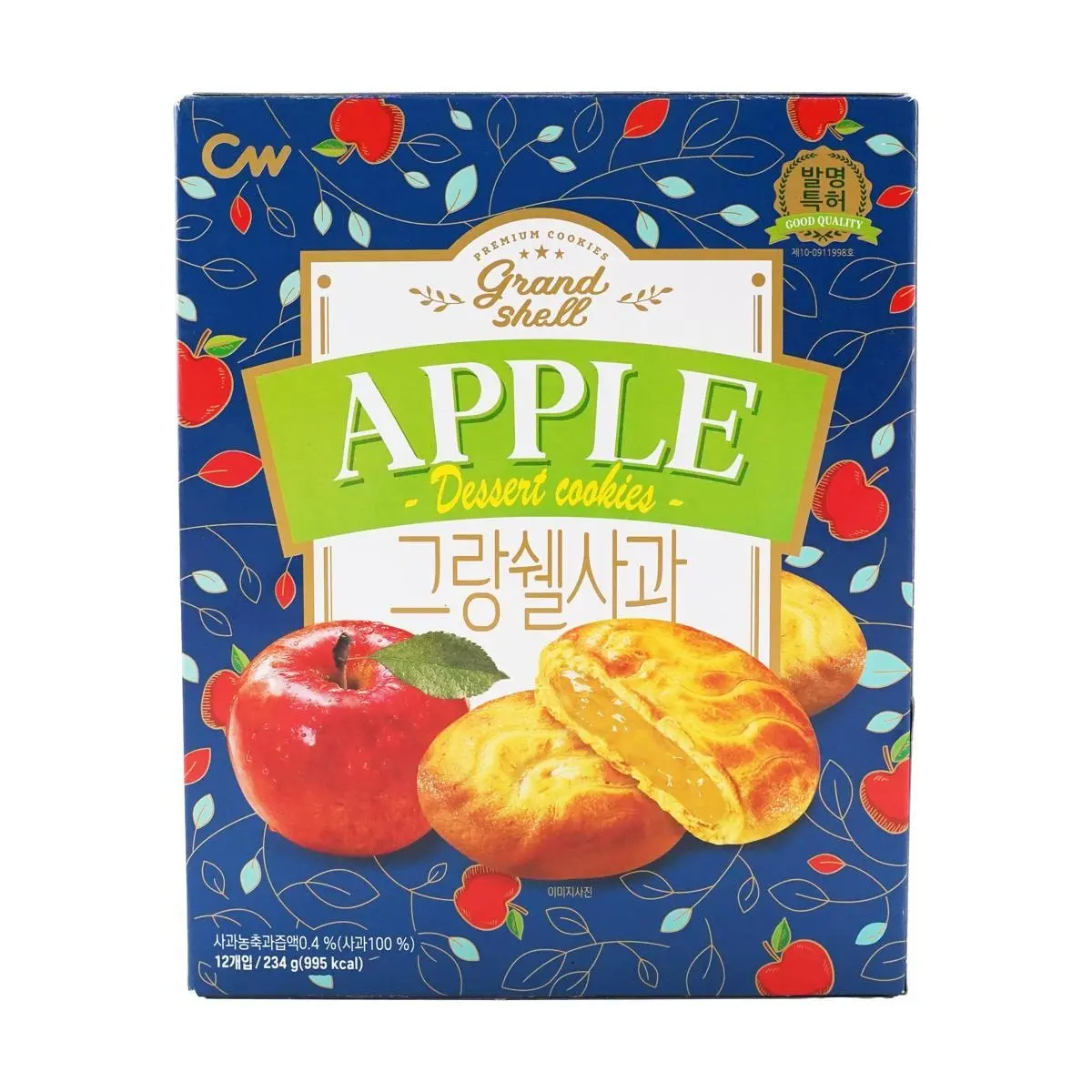 CW Korean Milky Apple Cream Sandwich Cookies - 12 pcs, 234g | Soft Baked Snack, Sweet Treat