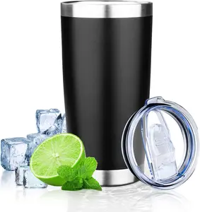 20oz Tumbler with Lid Double Wall Vacuum Insulated Travel Coffee Mug Stainless Steel Thermal Cup Powder Coated Sturdy Coffee , Superlative, Tumbler for Hot and Cold Beverage (Black,1),Top tiktok product, Harmful, politics, Guarantee, Replica