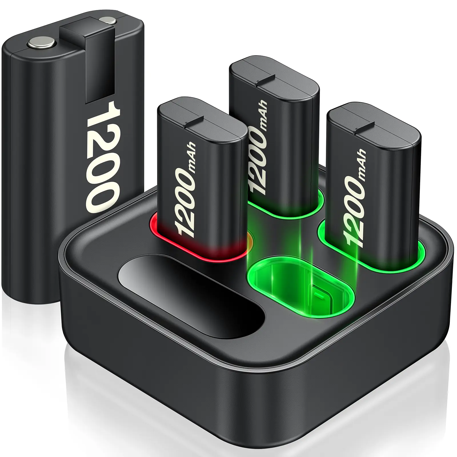 BEBONCOOL Controller Charging Station with 4 Sets of 4x1200mAh (4x2880mWh) Rechargeable Batteries for Xbox Series X|S/Xbox One S/Xbox One X/Xbox One Elite Controllers, Xbox One Controller Battery Pack Charging Dock