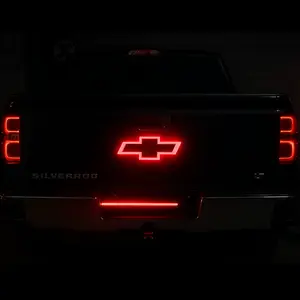 2014-2019 Chevrolet Silverado Red LED Illuminated Tailgate Bowtie Emblem Black- GM Official Licensed
