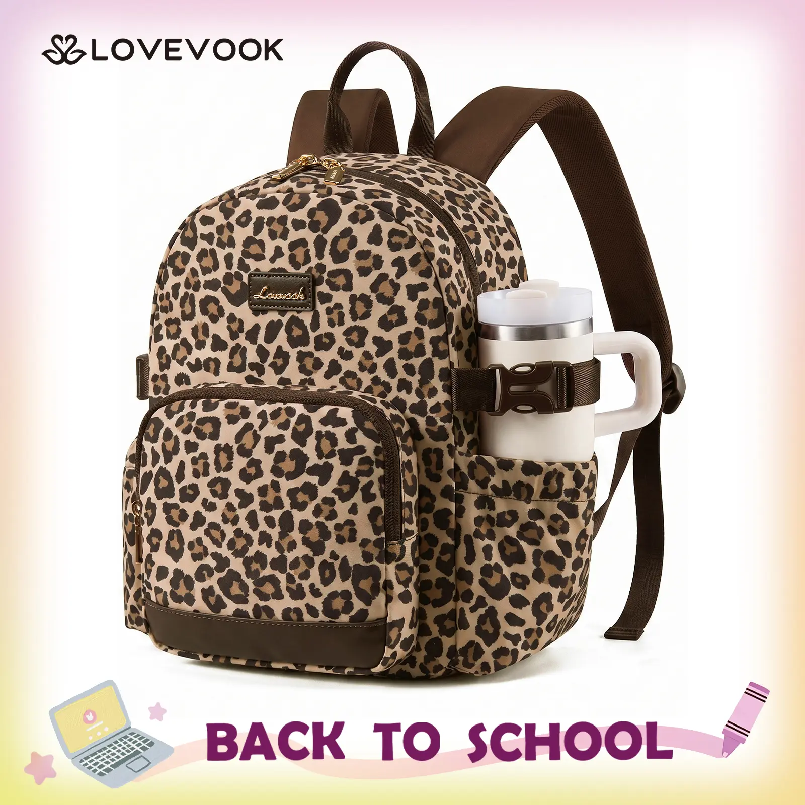 LOVEVOOK Upgrade Mini Backpack Purse for Women with Giant Tumbler Holder - Lightweight Small Backpack Women for Work Travel Park, Cute Water-Resistant Mini Backpack for Daily College