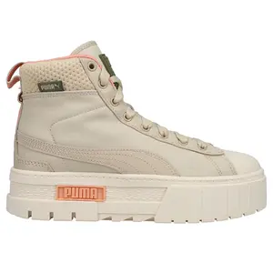 PUMA Womens Mayze Mid Safari Platform Lace Up Sneakers Shoes Casual - Off White