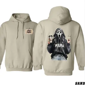 Spooky Mama Hoodie, Ghostface Halloween Hoodie, Funny Horror Movie Sweatshirt, Cozy Fall Graphic Hoodie, Cute Spooky Season Outfit for Women