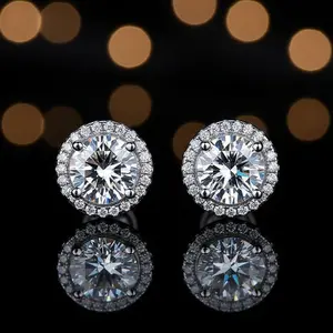 [A39] S925 Encrusted Moissanite Luxury Round Ear Clips