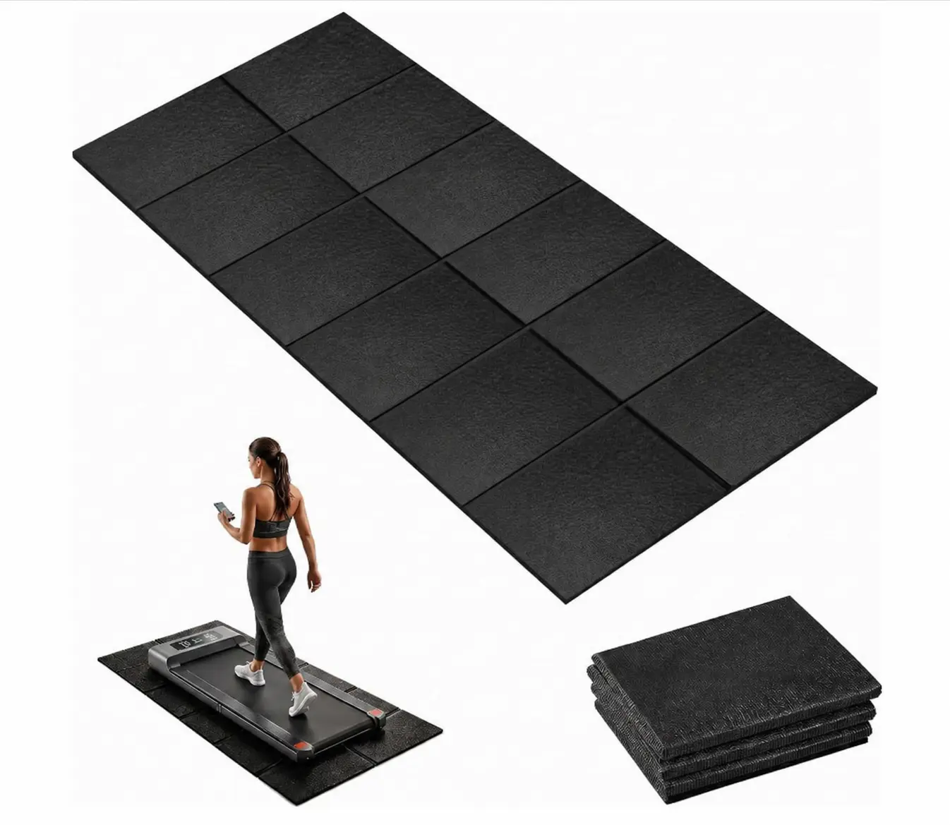 Stepwaver Walking Pad Treadmill Mat for Carpet, 55.2" x23.6"x0.16" | 4mm Thick Foldable Floor Protection mat for Bike, walking pad, Elliptical, Treadmill,Treadmill floor mat