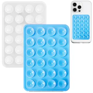 Silicone Suction Phone Case Mount, Silicon Adhesive Phone Accessory for Smartphones, Hands-Free Mirror Shower Phone Holder for Selfies, Tiktok Videos (Blue+Whate)