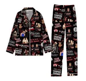 Mystic Falls Family Matching Pajamas, Eternal Romance Vampire Inspired Family PJs – Gothic Mystic Falls Kid & Adult Sleepwear, Spooky Bookworm Holiday Matching Set