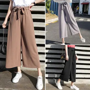 Wide-Leg Pants Female  Wild Net Celebrity Street Shooting Strange Taste Girl Nine Points Casual Pants connie  low  rise  jeans  bush