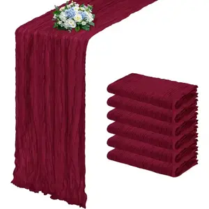 1/6/12 Packs Cheesecloth Table Runner 10FT Long Boho Cheese Cloth Gauze Table Runners Semi Sheer Table Runner for Wedding Decor, Bridal Shower, Birthday Party