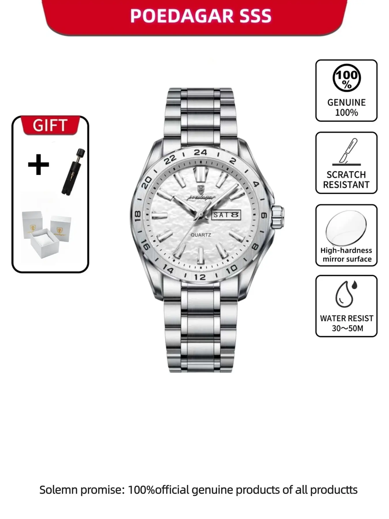 POEDAGAR sports luxury fashion casual men's watch high-quality waterproof night light watch Luminous Analog Watch fashion date calendar quartz men's watch Quartz Wristwatches
