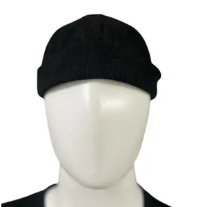 Brimless Beanie Cap - Black Beanie Cap with Knit Design, Suitable for Cold Weather, Ideal for Layering