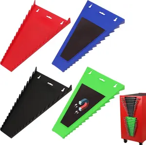 Wrench Organizer 4-, Wrench Rack Tool Trays SAE (1/4" to 1-1/16"), Metric (6mm to 24mm), 64-Slot Drawer Storage , Wrench Set Holder