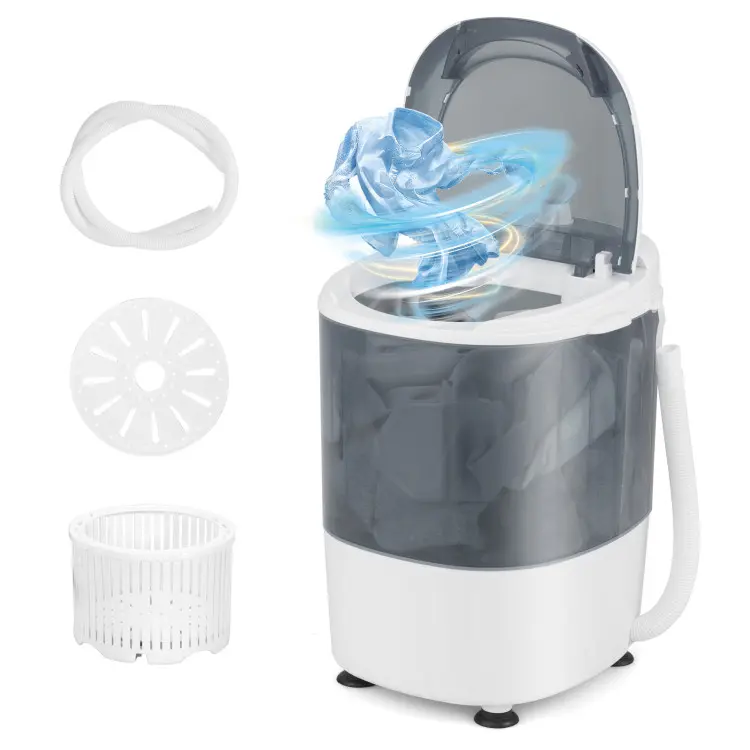 COSTWAY Portable Mini Washing Machine with Spin Dryer, Washing Capacity 5.5lbs, Electric Compact Machines Durable Design Energy Saving, Rotary Controller, Laundry Washer for Home Apartment RV, Blue/Gray