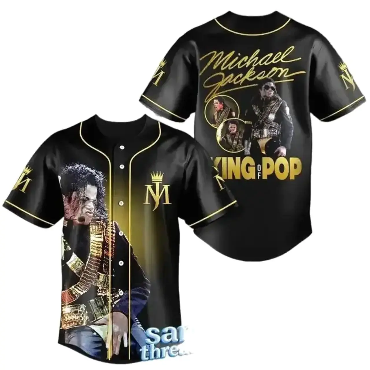 Jackson 3D Print Baseball Jersey, King of Pop Streetwear Shirt, World Tour 2026 Concert Jersey,Classic Baseball Jersey, Button-Up Sport Shirt