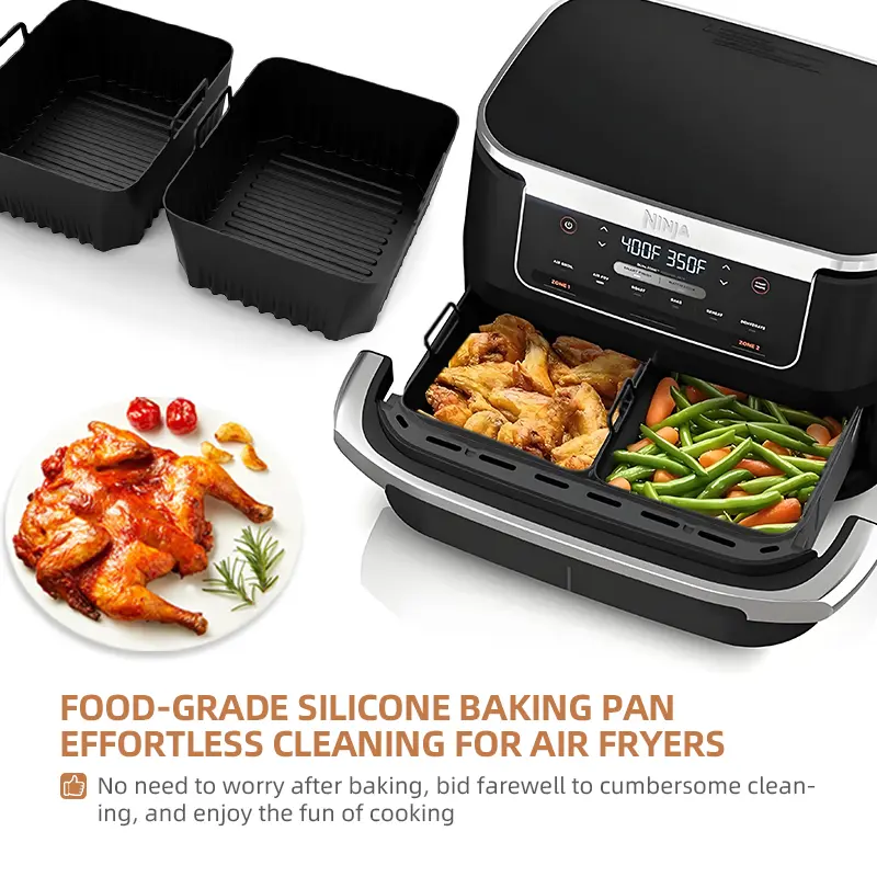 Stop cleaning your air fryer after every use — non-stick, food-grade silicone liners (3-pack set), compatible with Ninja Foodi FlexDrawer AF500UK and Cosori 10L