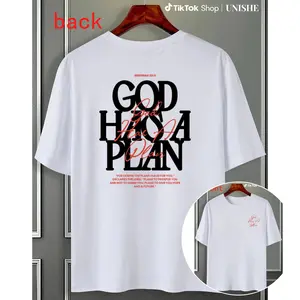 Y2K Style Unisex Cotton Tee – GOD HAS A PLAN Christian Message, Streetwear Loose Fit