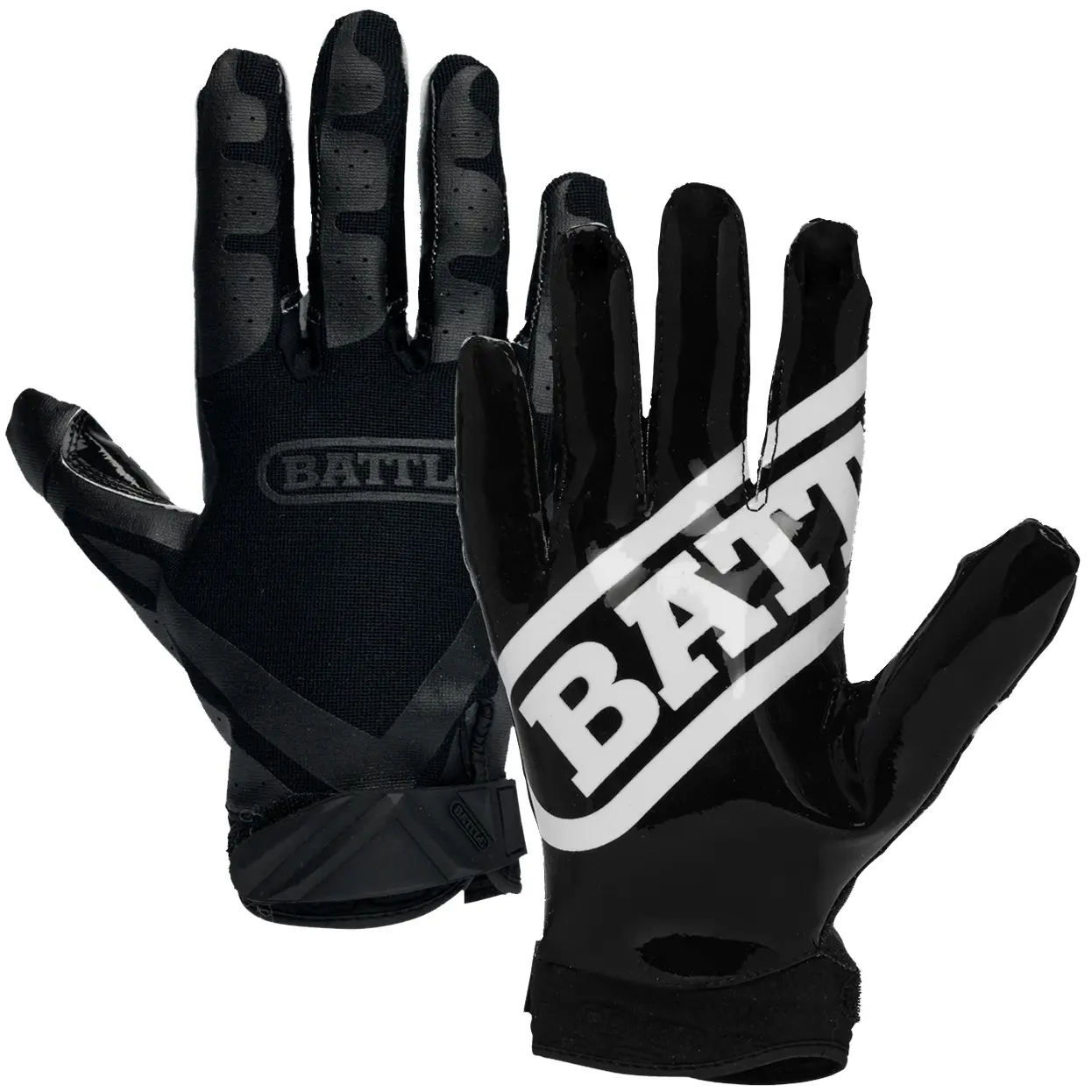 Battle Receivers Double Threat Football Gloves - Black/Black Battle Receivers Double Threat Football Gloves - Black/Black