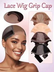 Women's 4x5 Lace Wig Grip Cap, Lace Front Transparent Adjustable Glueless Design, Keeps Wigs Secure for All-Seasons, Elegant Solid Color
